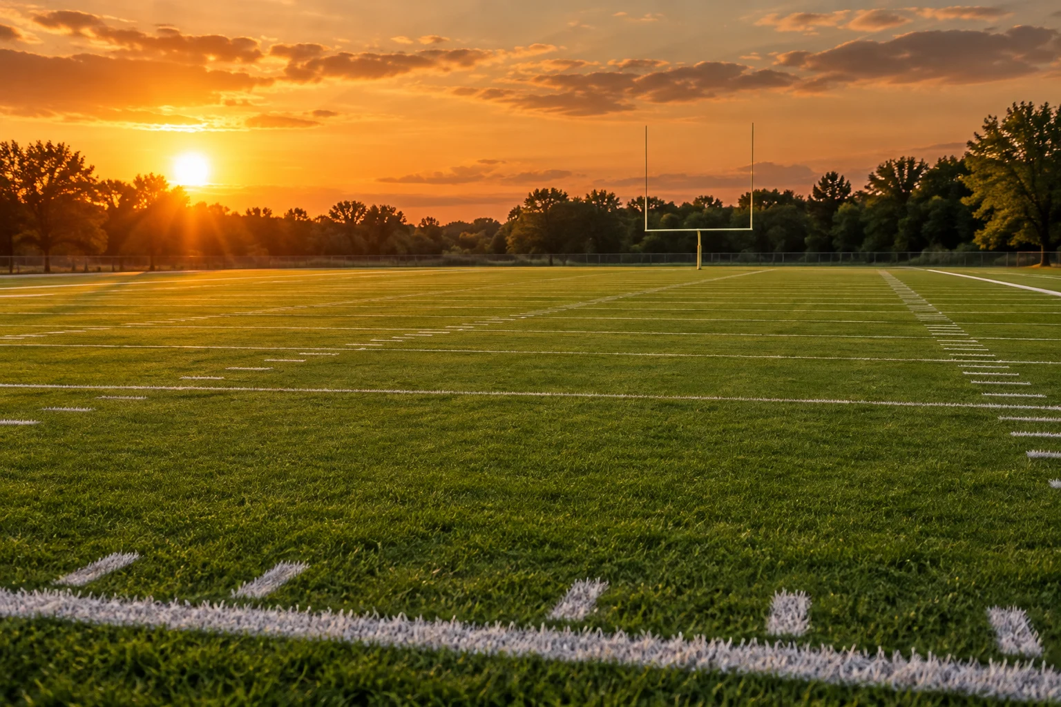 Practice field · sunset